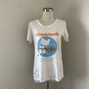 Daydreamer Woodstock Crew Neck Short Sleeve Poster Graphic Tee Shirt Distressed